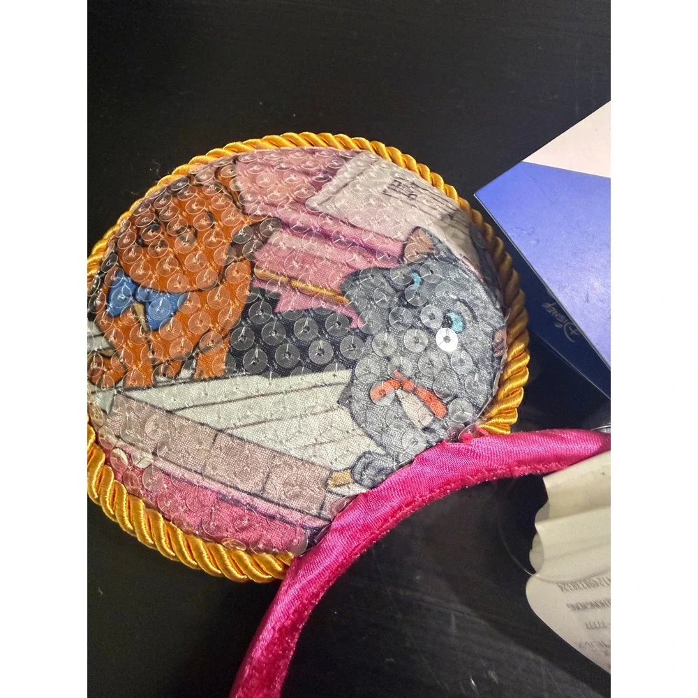 Disney 100 Decades The Aristocats Ear Headband 1970s Sequined Pink Gold NEW